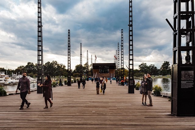 Image of people walking on the Wharf in Washington, DC
