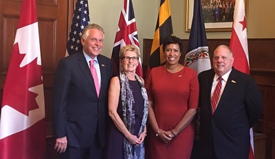 Governor McAuliffe, Premier of Ontario Kathleen Wynne, Mayor Bowser, and Governor Hogan