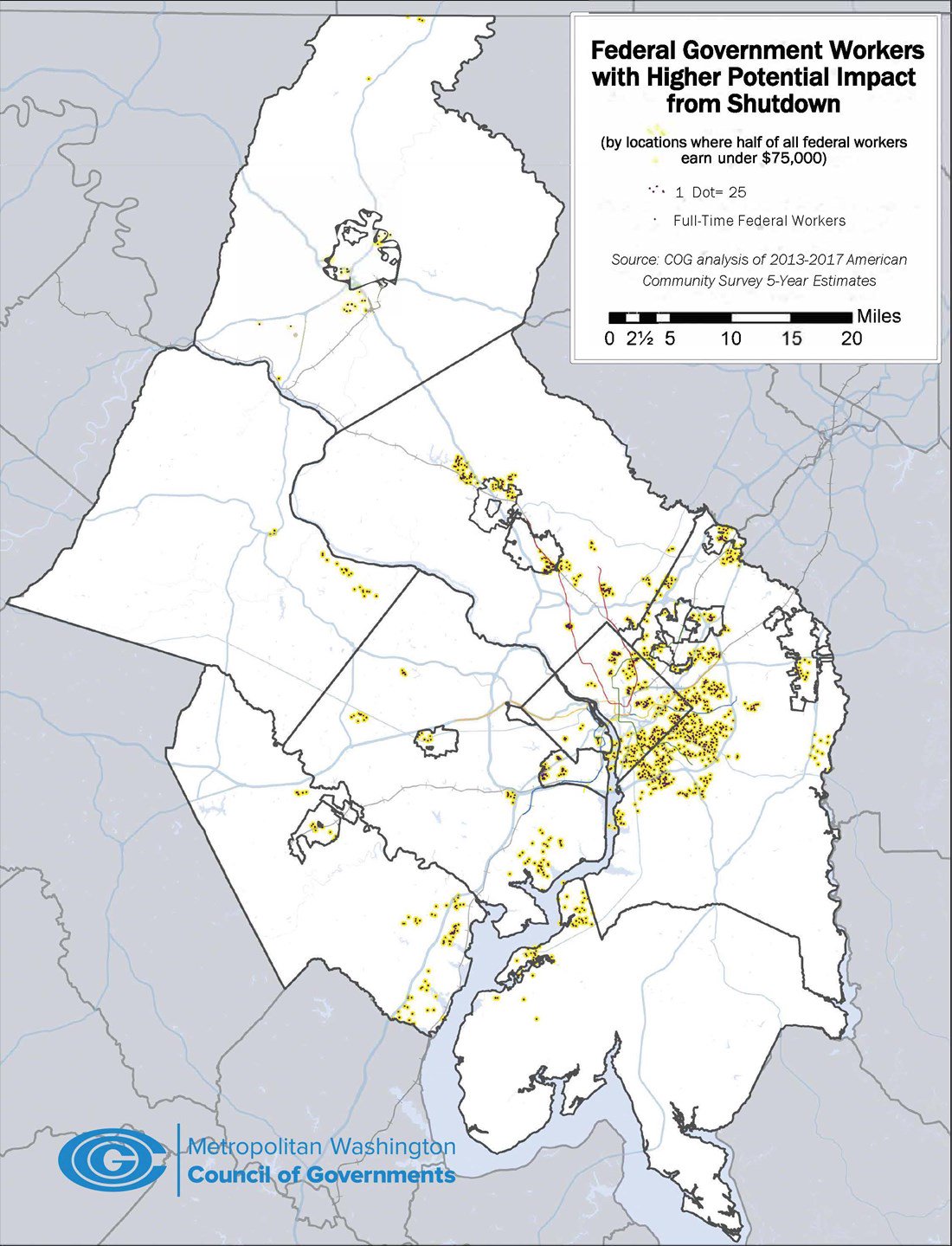 Federal Government Worker with Higher Potential Impact from Shutdown