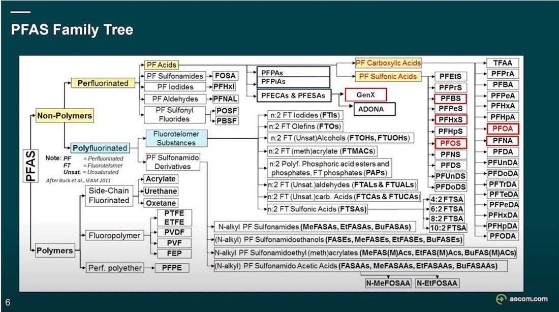 PFAS Family Tree - PFAS make up a large family of man-made compounds.